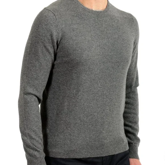 Malo Optimum Men's Medium Gray Wool Cashmere Crewneck Pullover Sweater